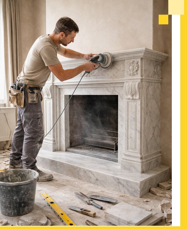 Изготовление и установка мраморных каминов в Переславле-Залесском под ключ