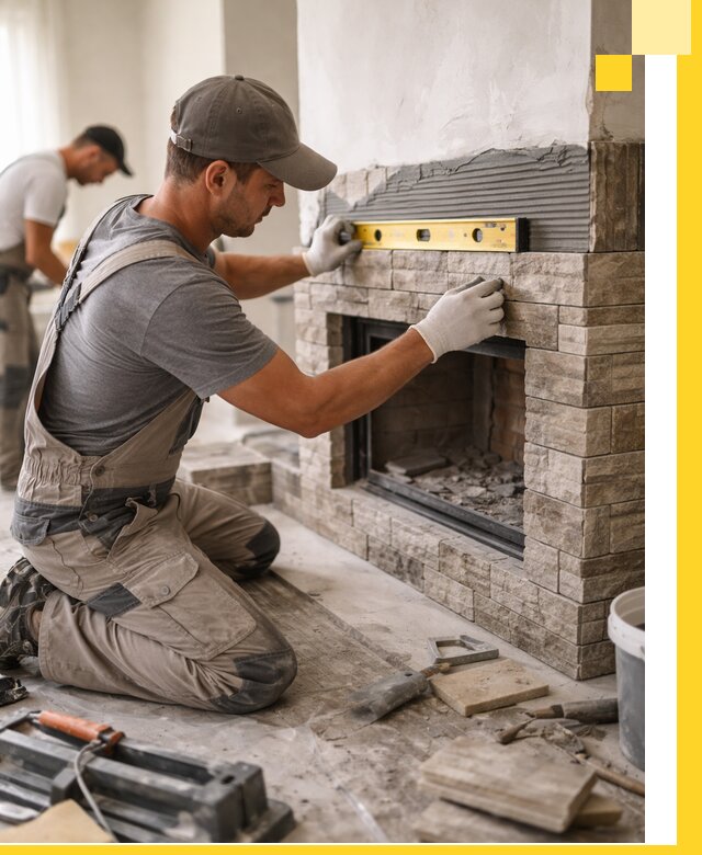 Облицовка каминов в Переславле-Залесском, монтаж и отделка натуральным камнем