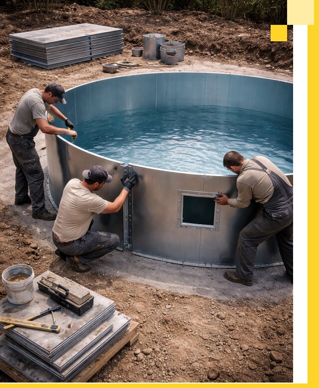 Круглые бассейны под ключ в Переславле-Залесском проектирование и монтаж