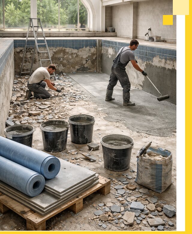 Реконструкция бассейнов в Переславле-Залесском: ремонт, гидроизоляция