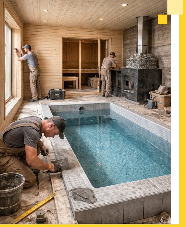 Проект бани с бассейном и сауной в Переславле-Залесском под ключ