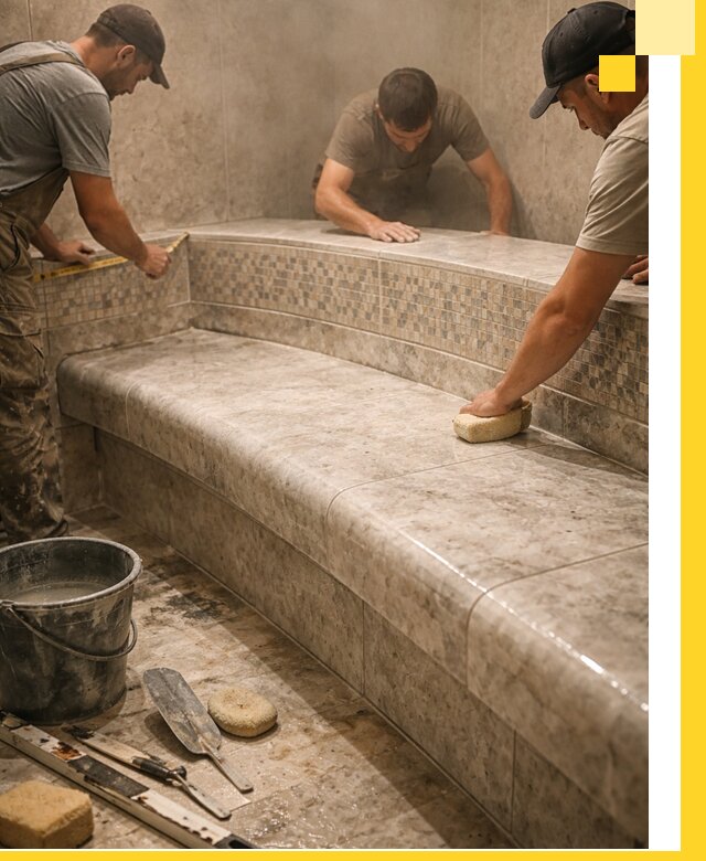 Изготовление и установка сидений для хамама в Переславле-Залесском