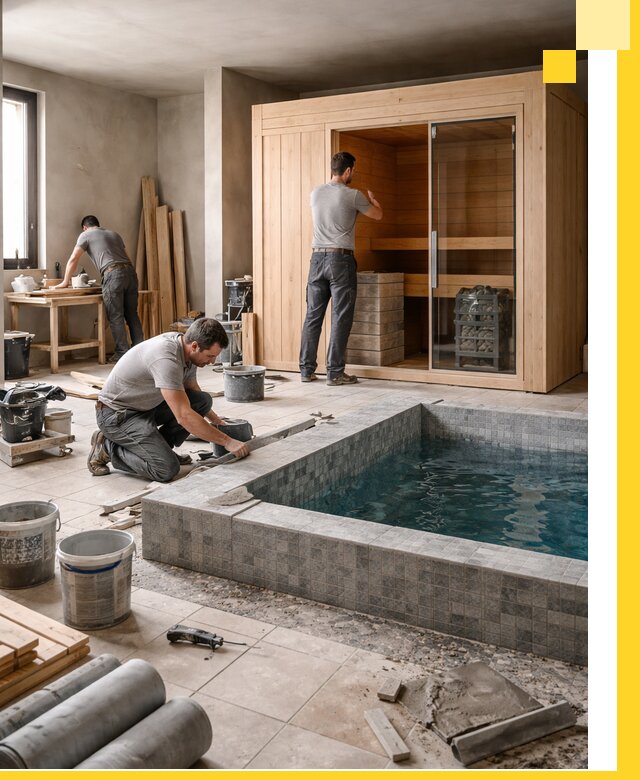 SPA зоны под ключ с бассейном сауной и печью в Переславле-Залесском